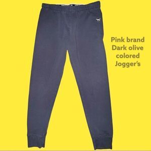 Pink brand dark  olive colored ( looks gray ) joggers! Stretchy waist!
